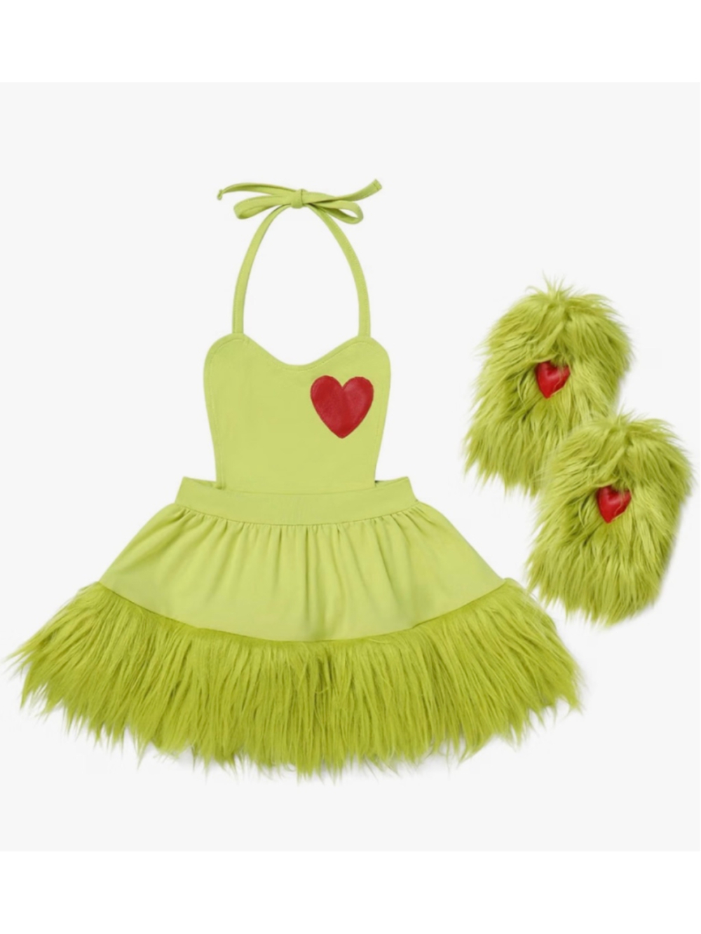 NEW Girls Christmas Halloween Costume Grinch 5-6 Yrs
